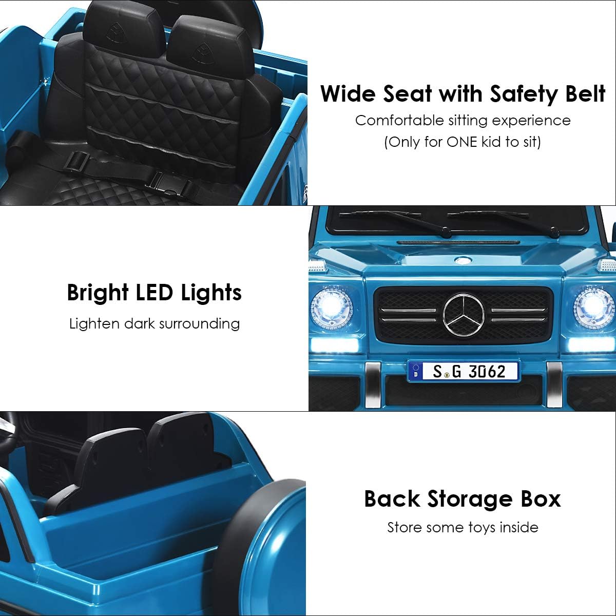 HONEY JOY Ride On Truck, Licensed Mercedes-Benz Maybach G650 Battery Powered Ride On Toys Car w/Remote Control, LED Lights, Music, Slow Start, 12V Electric Cars for Kids, Gift for Boys Girls (Black)