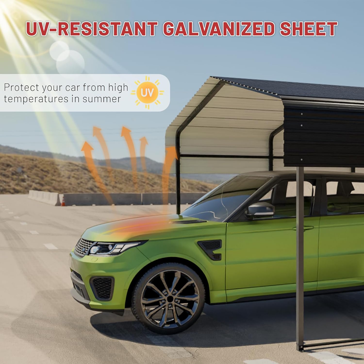 Metal Carport 13 x 20 FT with Heavy Duty Frame & Galvanized Steel Roof, Metal Car Garage, Sturdy Canopy Shelter for Car, Truck, Pickup, SUV, Tractor, and Boat