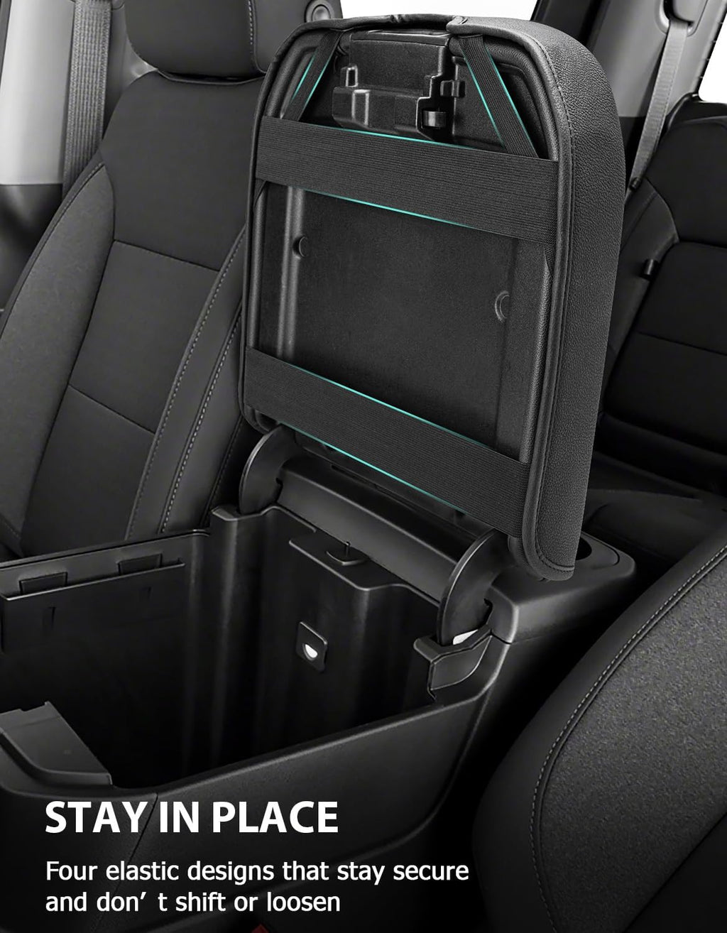 Center Console Cover for Chevy Silverado & GMC Sierra 1500 Accessories 2019-2025, Tahoe & Suburban & Yukon 2021-2025, Vinyl Car Armrest Protector, Floor Console Bucket Seat Only, Anti-Scratch, Black