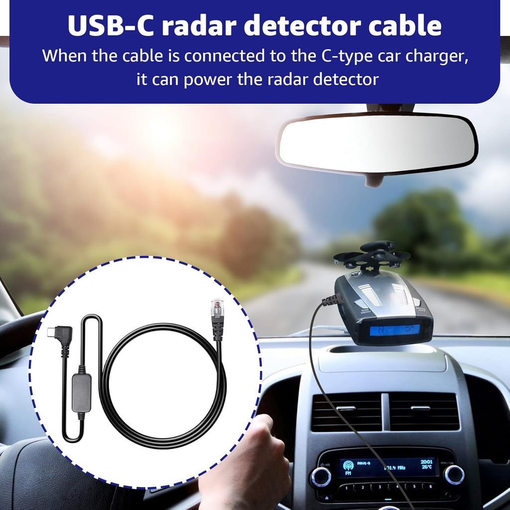 USB-C to RJ11 Plug Cable,Radar Detector Cable for Uniden R1 R3 R7 Escort MAX360 MAX 360c IX IXc Beltronics Cobra Passport 9500i Radenso XP etc(4.92FT)