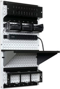 Wall Control Power Tool Storage Organizer Kit Cordless Drill Holder Charging Station Rack 16” x 32” Metal Pegboard Organization System (White Pegboard)