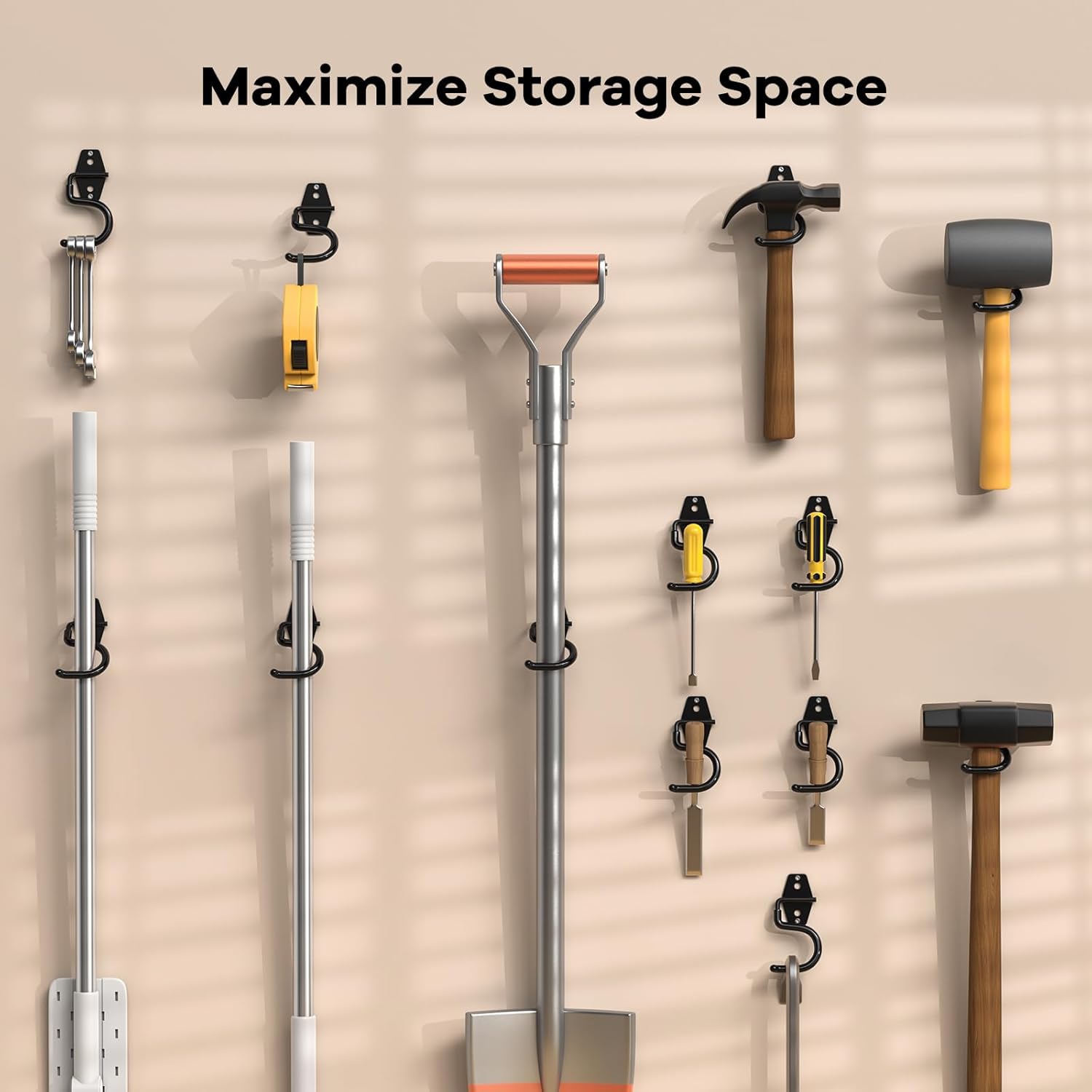6 Pack Metal Garage Hooks, Heavy Duty S Hooks Tool Hangers for Garage Wall, Shed, Garden Storage Organizer
