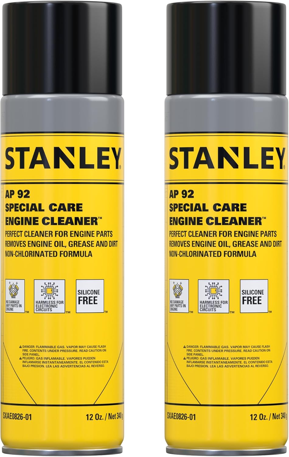 STANLEY AP 92 Engine Cleaner Spray - 12x12 Fl. oz., Automotive Degreaser Spray,Use for Tight Spaces, Non-corrosive - 2 Pack