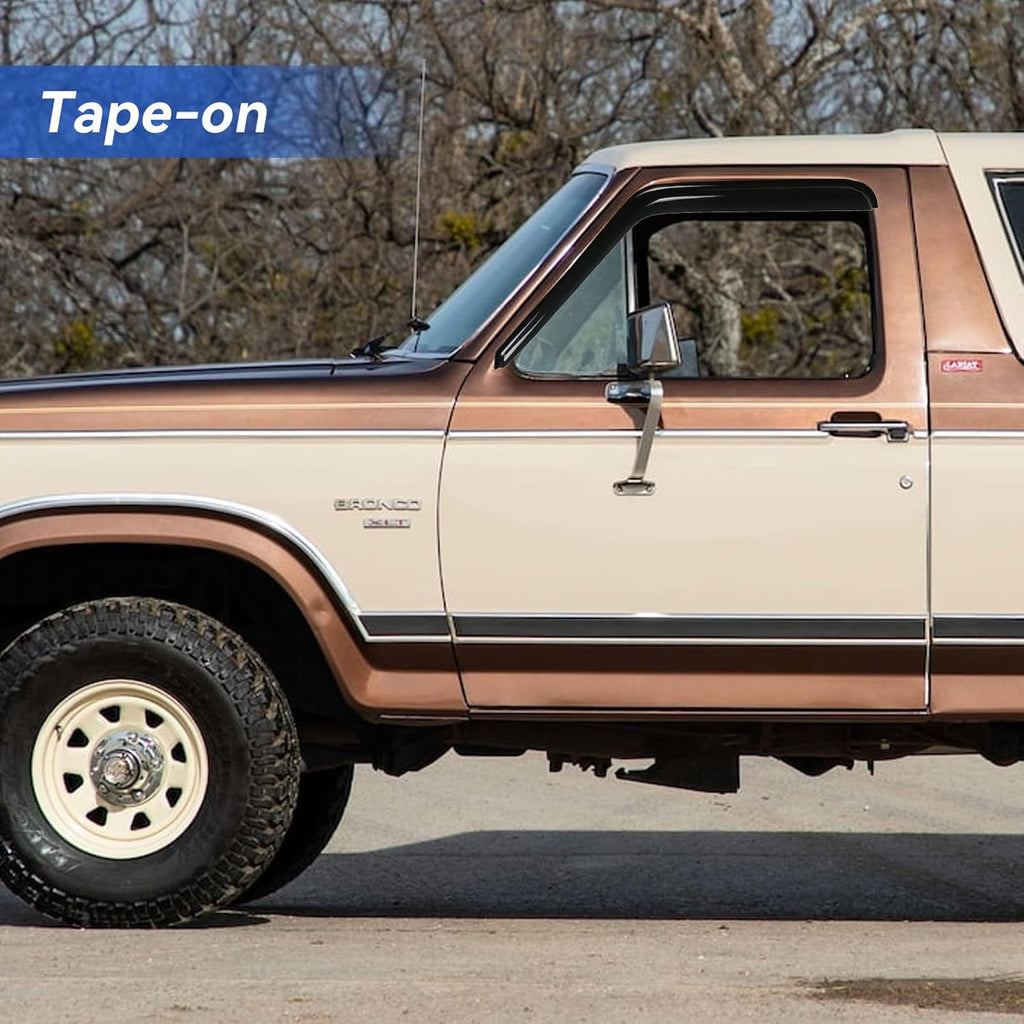 Window Visors Rain Guards for 1980-1996 Ford Bronco, Out-Channel Window Vent Wind Deflectors Visors Shades for 80-96 F150 F250 F350 Standard Cab, for 2 Front Doors