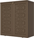 Storage Box Outdoor Caninet,Resin Indoor Storage Box Waterproof Outdoor Storage Cabinets for Patio/Garden/Backyard, Size 34.3''L*15''W*36.2''H(Brown)
