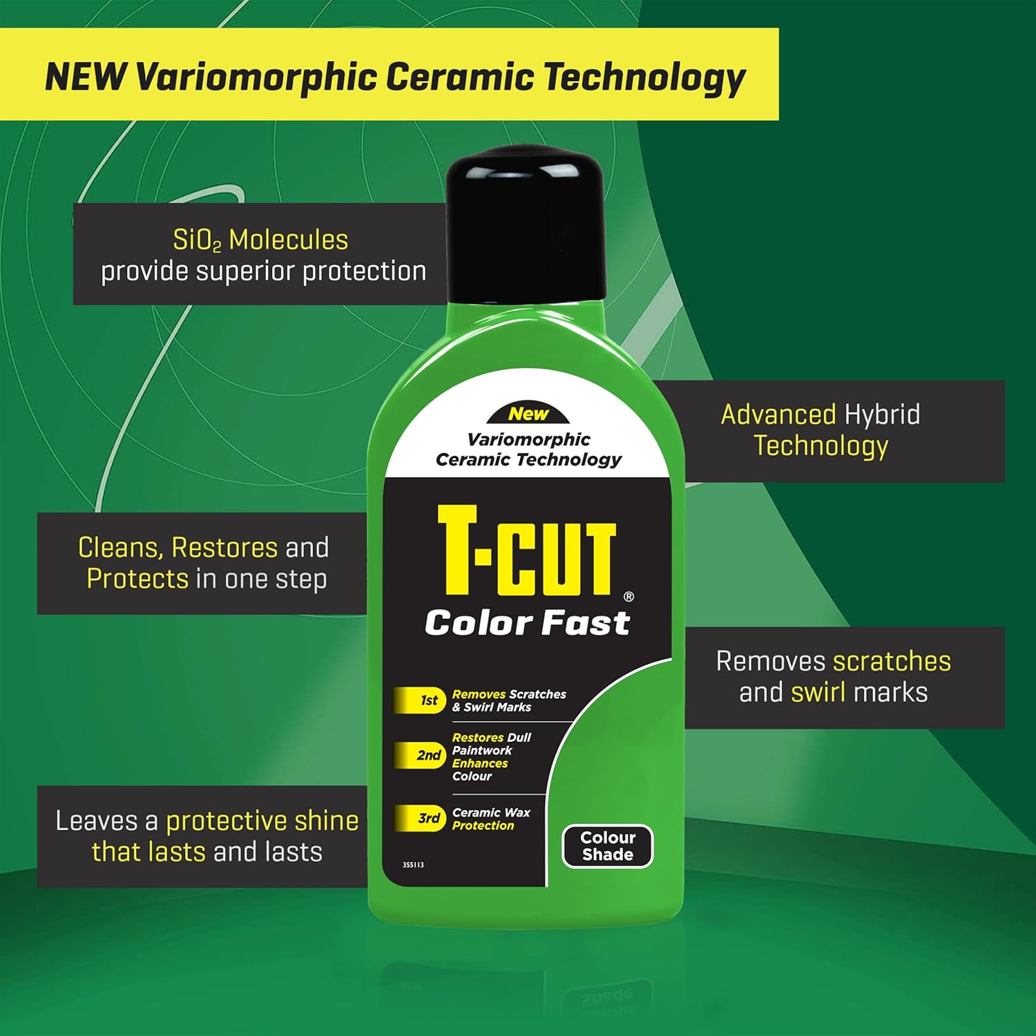T-Cut Dark Green Scratch Remover Color Fast Paintwork Restorer Car Polish, 13 Colors Available, 17 Fl Oz