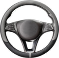 COFIT Breathable Car Steering Wheel Cover 15 inch Auto Universal Leather Wrap Non-Slip Steeringwheel Protector Automotive Interior Accessories, Grey (Suit for 14.5-15 inch)
