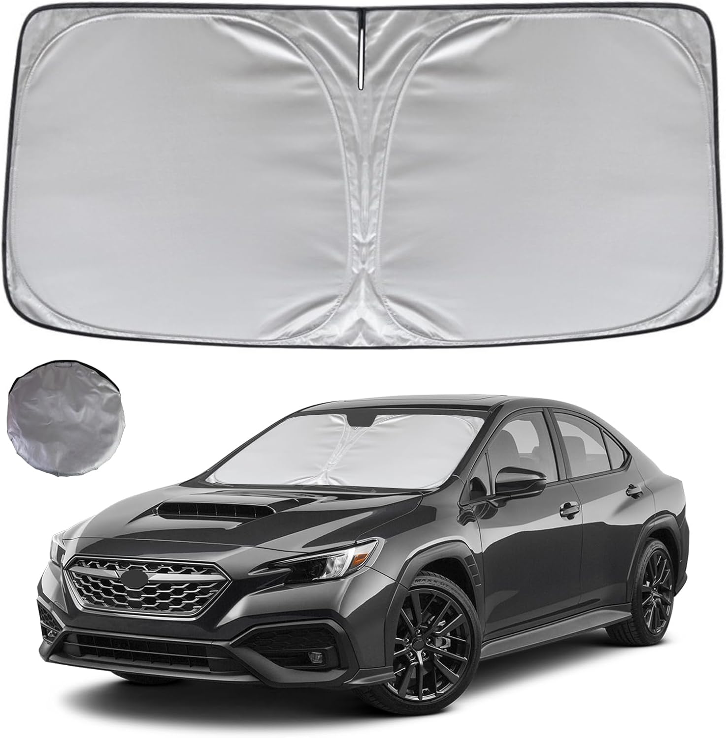 KAYZT Windshield Sun Shade for 2017-2023 Subaru Impreza WRX Sedan Impreza WRX Hatchback WRX STI Foldable Sunshade Front Window Custom Fit Car Accessories