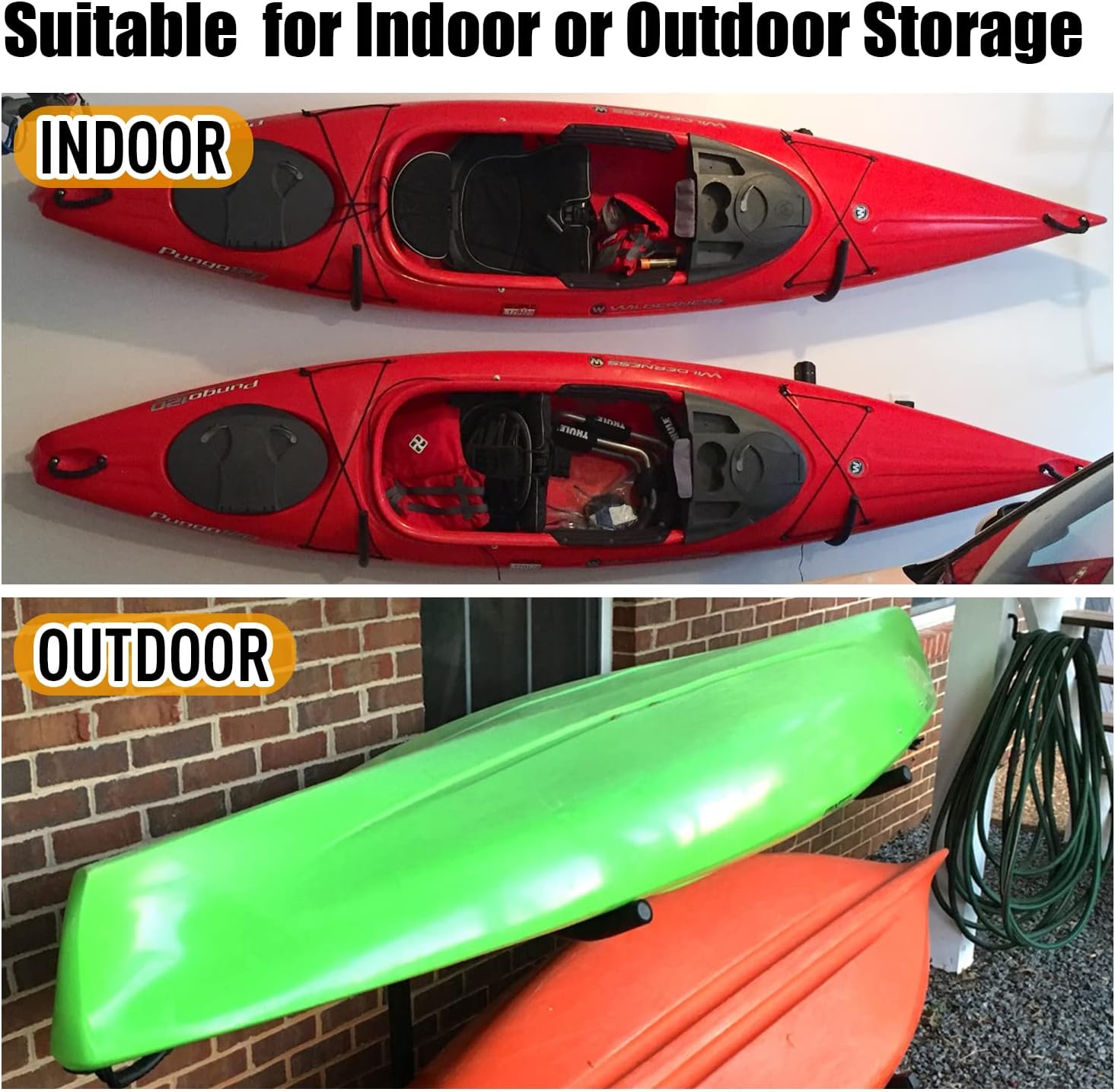 UNITEDPOWER Kayak Storage Racks, Garage Hangers, Wall Hooks for Canoe, Ladder, Bicycle, Folding Chairs, Surfboard, Snowboard, Hose and Tools, Indoor, Outdoor