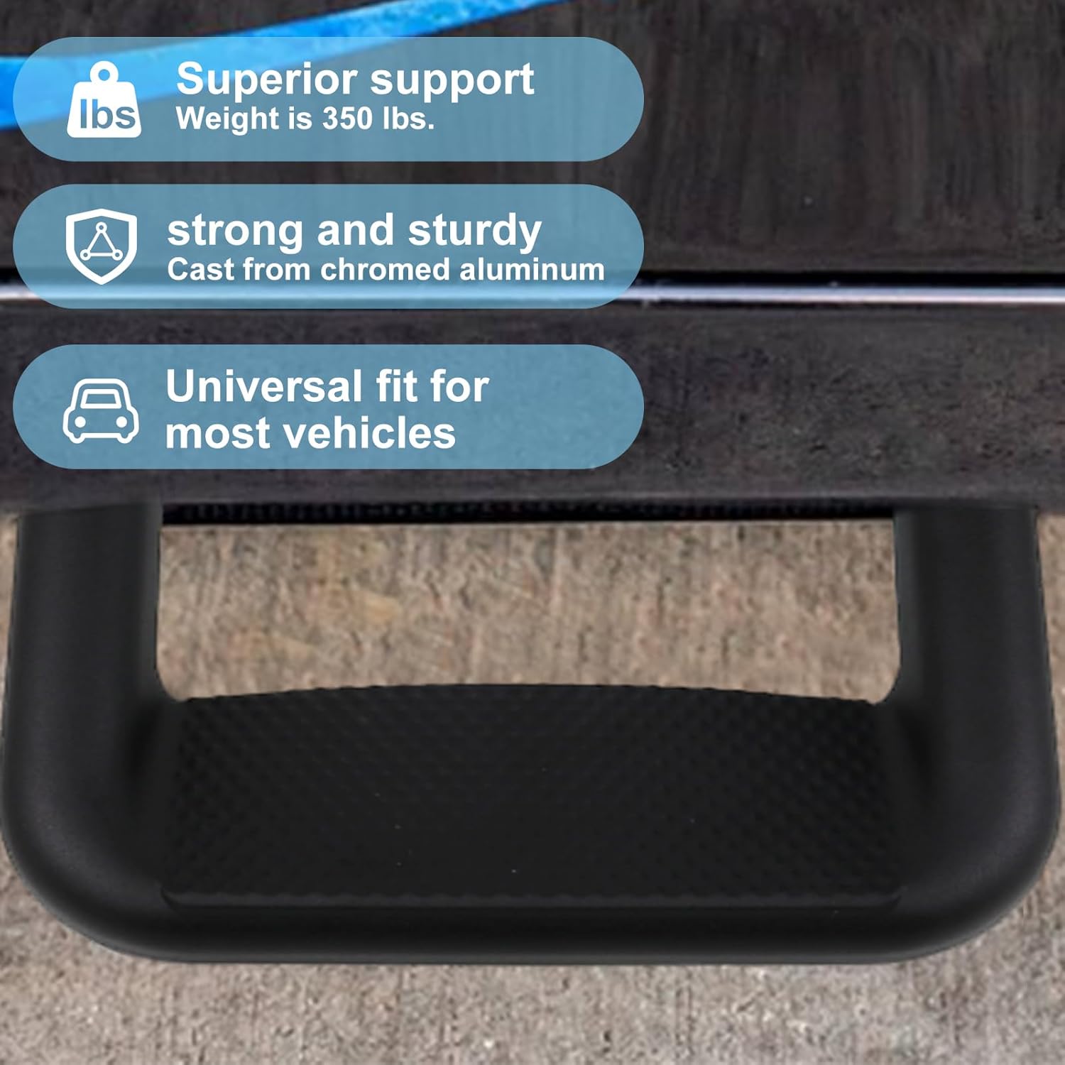 RULLINE Black Powder Coated Truck Side Step Set - 2 Pieces (1 Pair) with Mounting Brackets - Compatible with Chevy (Chevrolet), Ford, Toyota, GMC, Dodge RAM, and Jeep Trucks