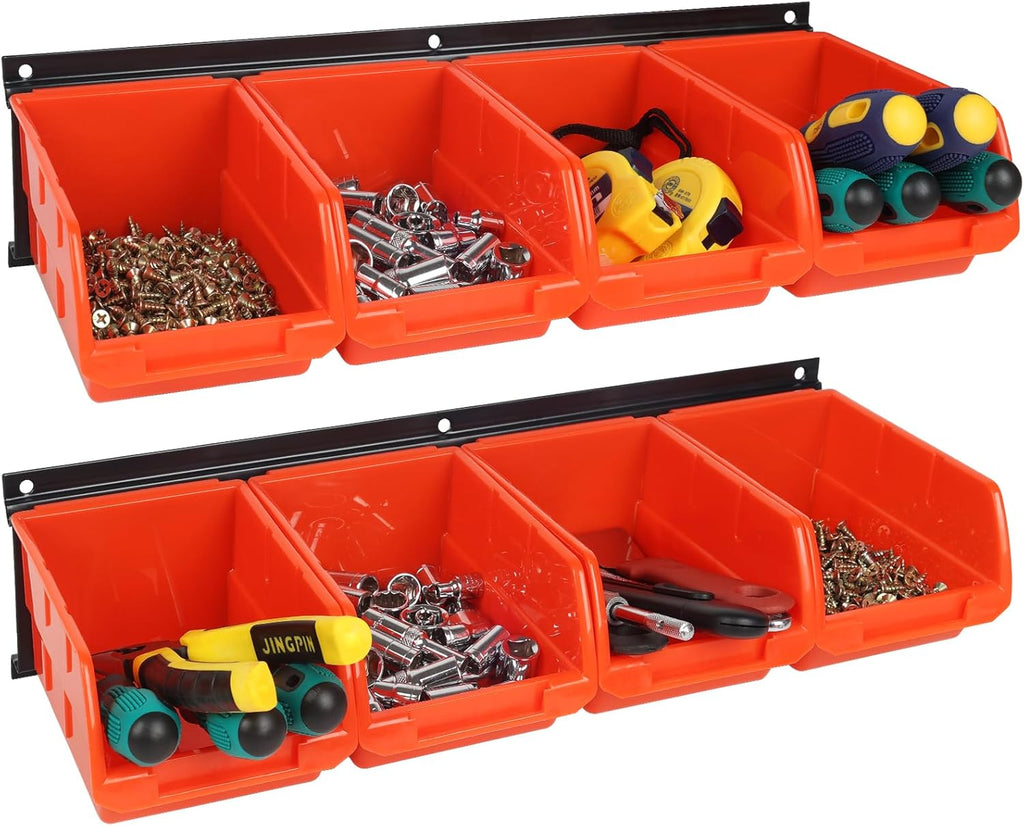 Screw Organizer Wall Mount Hardware Organizer Garage Storage Bins Box Small Parts Organizer with 8 Removeable Bins Bolt Bins for Shop for Garage Shed Workshop Craft Room