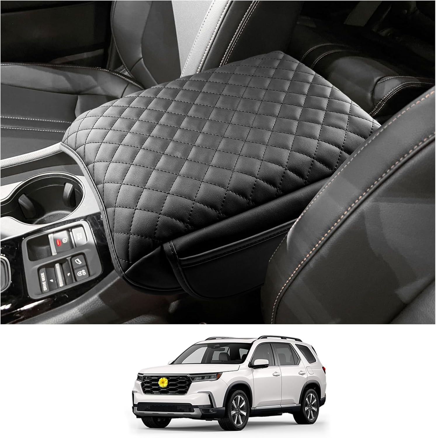 CDEFG 2023-2025 Pilot Center Console Cover for 2023-2025 Honda Pilot/2024-2025 Ridgeline/ 2024-2026 Passport Armrest Cover Middle Console Pad Arm Rest Cushion 2025 Pilot Hybrid Accessories