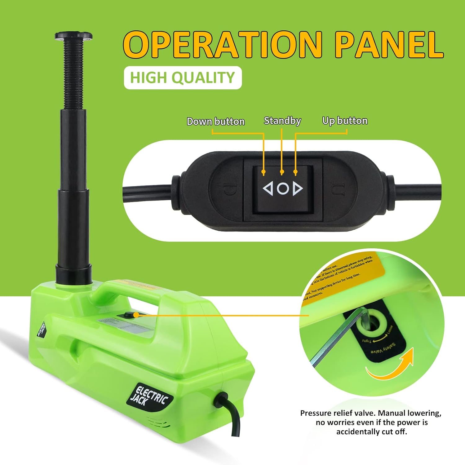 Electric Car Jack 5Ton 12V Hydraulic Car Jack Lift (Lifting Range: 6.1~17.7 inch) Built-in Safety Hammer, and LED Light for SUV MPV Sedan Truck Change Tires Garage Repair