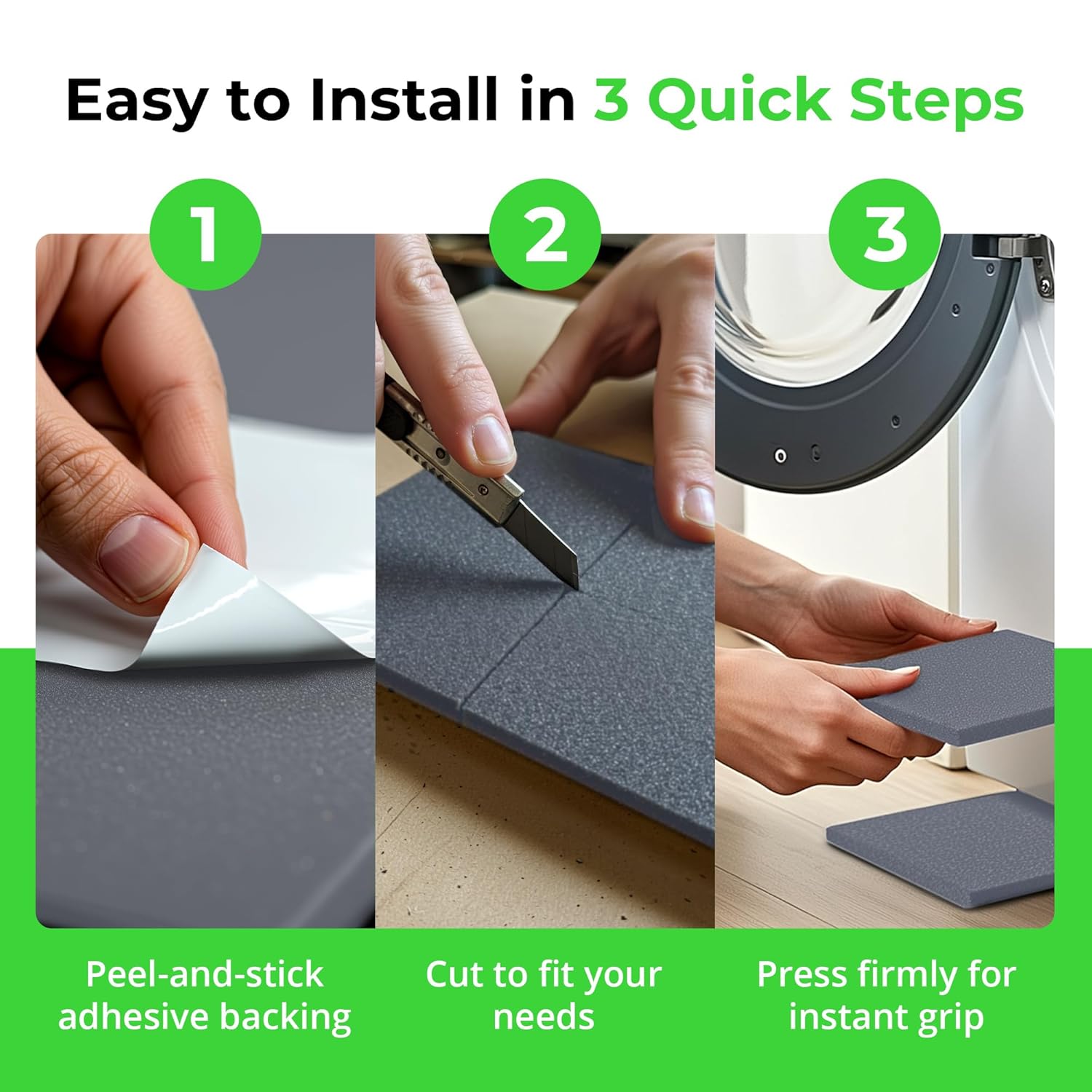XCEL Set of 4 Gray Multi-Purpose Anti-Vibration Pads with Self Adhesive – Protection for Furniture & Appliances – Closed Cell Foam Rubber Pad, 12” x 12” x ¼”