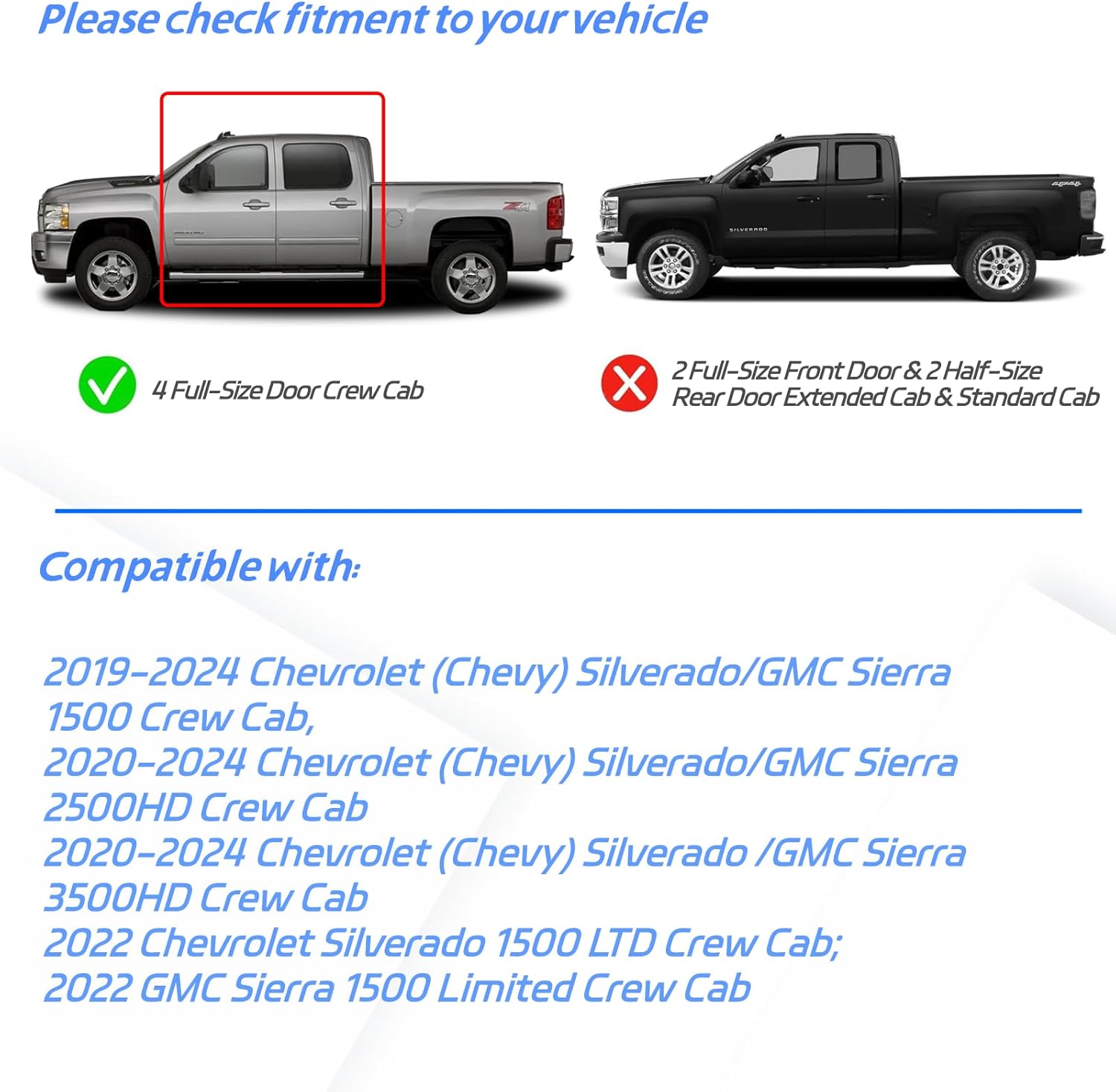 4 PCS Window Visors Deflectors Fit for 2019-2025 Chevrolet Silverado/GMC Sierra 1500 Crew Cab, Rain Guards for 2020-2025 Silverado/Sierra 2500 HD & 3500 HD, 2022 Limited Model, Outside Mount