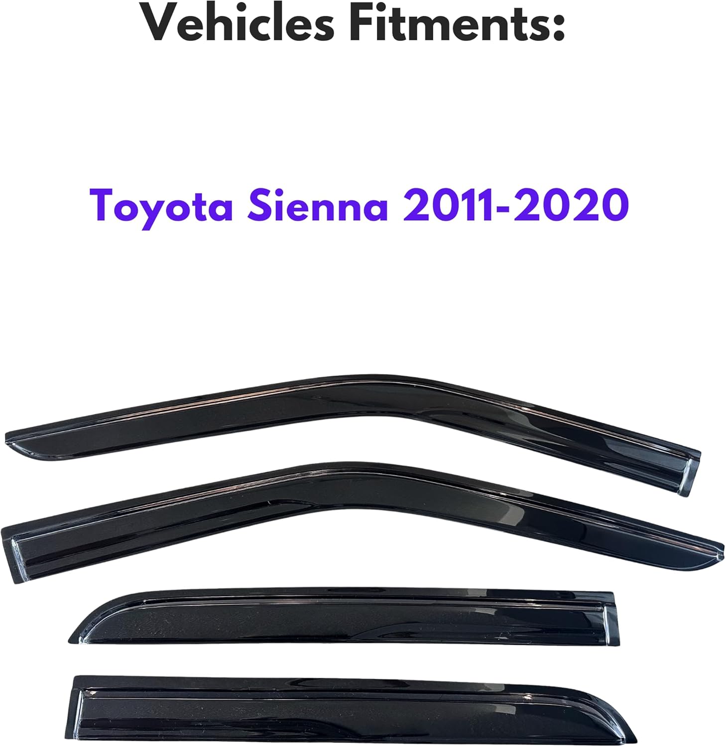 KPY Window Visor Compatible with Toyota Sienna 2011-2020, 4PC Rain Guard Side Window Vent Deflectors Tape-On Mugen Style, 2011 2012 2013 2014 2015 2016 2017 2018 2019 2020