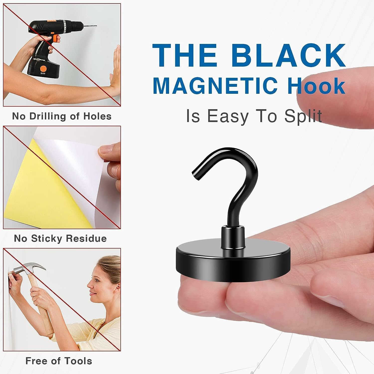 LOVIMAG Magnetic Hooks,100lbs Magnetic Hooks for Cruise Cabins, Cruise Essentials Must Haves for Travel, Strong Magnets with Hooks for Hanging, Heavy Duty Magnets with Epoxy Coating-12 Pcs
