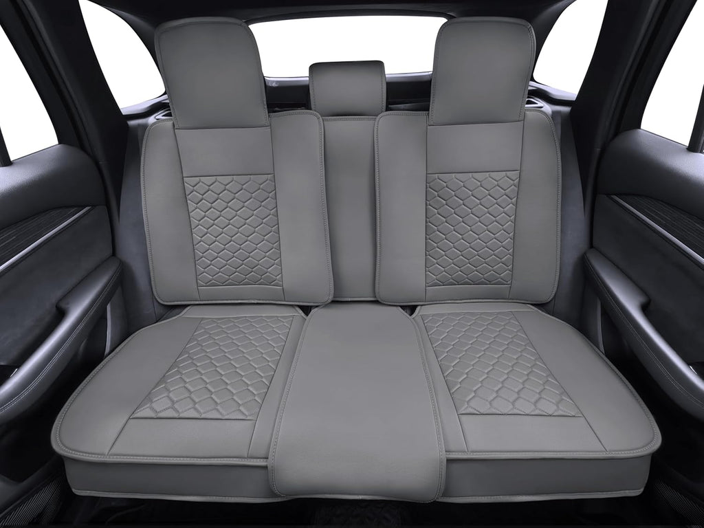 Elantrip Car Seat Cover Full Set Leather Car Seat Protector Universal fit for Most Cars SUVs and Trucks Water Proof Front and Rear Seat Protector Gray