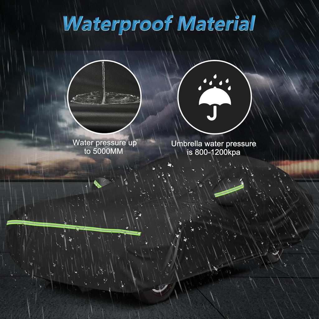 Waterproof Car Covers for Chevrolet II Nova/Nova SS 350/350 SC Sedan/Coupe 1962-1974,420D Oxford Cloth Sun Heat Protection Outdoor Full Covers with Driver Side Zipper Windproof Heavy Duty All Weather
