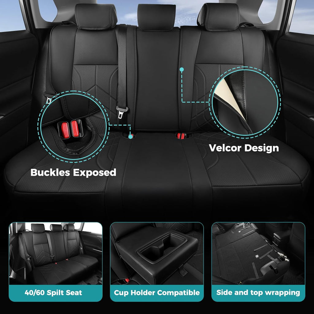 for Toyota RAV4 Seat Covers 2019 2020 2021 2022 2023 2024 2025 RAV 4 LE XLE Limited XLE Premium (Gas not for Hybrid) - Custom Leather Car Seat Covers Full Set - Black