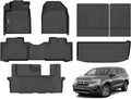 GINOWY- Floor Mats & Cargo Liner for Honda Pilot 2009-2015, All Weather Protection Car Mats Pilot 2015 Non-Slip Waterproof Pilot Trunk Mat Backrest Mats Automotive Floor Liners Accessories Black