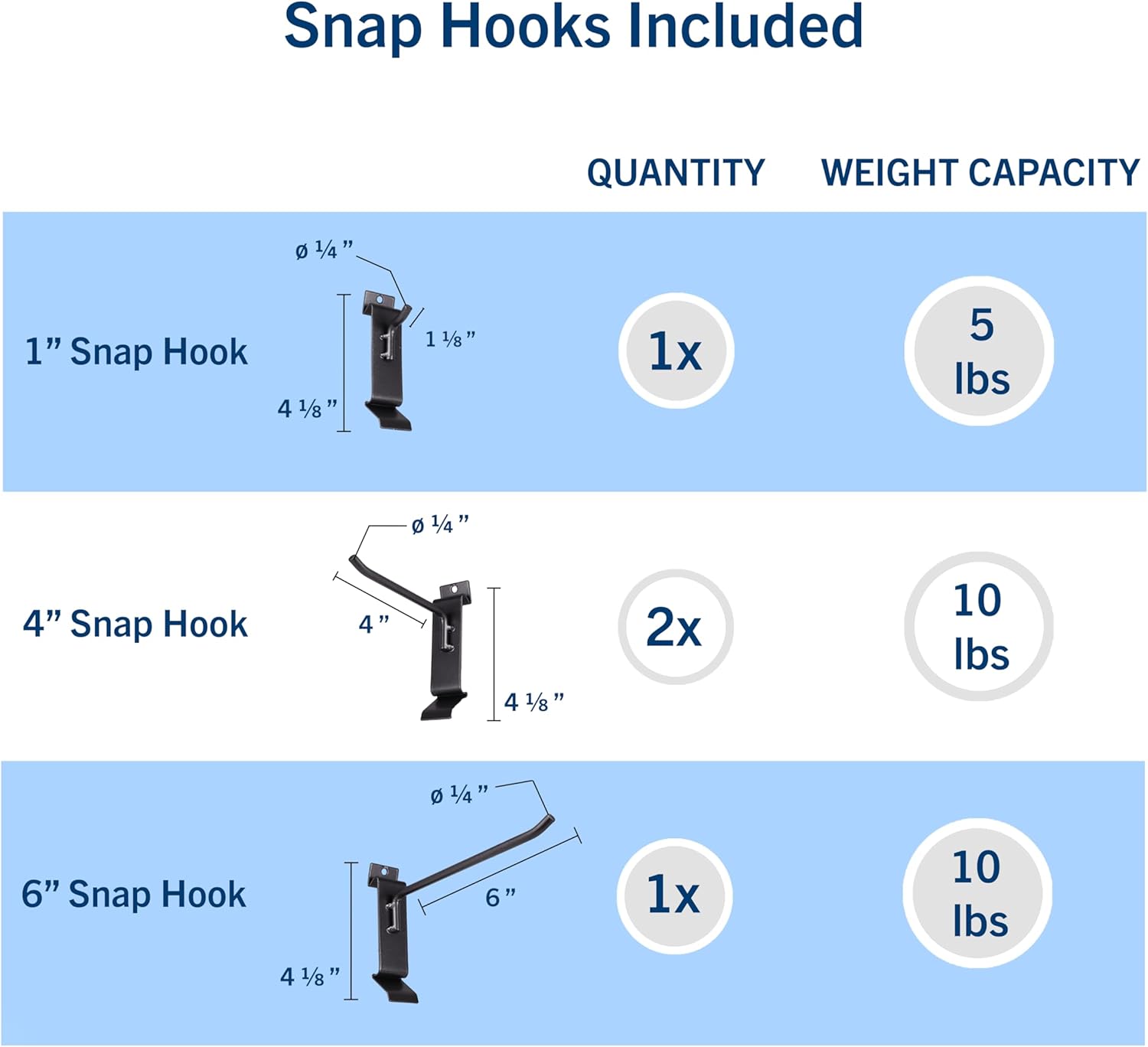 8 Pack Heavy Duty Slatwall Hooks, Black, Snap & Heavy-Duty Hooks Mix, Organize Garage, Storage, Tools, Sports Gear, Cords
