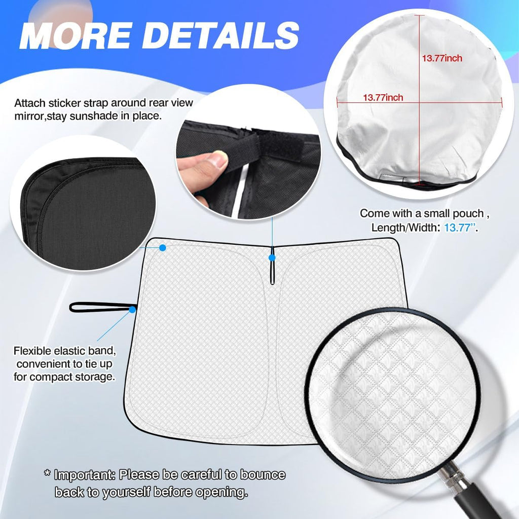 Windshield Sun Shade for Jeep Grand Cherokee/Grand Cherokee L 2021-2026 Accessories Thicken 6-Layer Front Window Sunshade Cover Sun Visor Protector Foldable Block UV Rays Keep Vehicle Cool