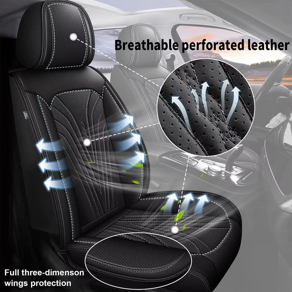2 Front Car Seat Cover Fit for Toyota Camry 2012-2024 2025 Faux Leather Breathable Waterproof Camry Seat Covers Automotive Cushion Protector Compatible Airbag (2 Seats & Black)