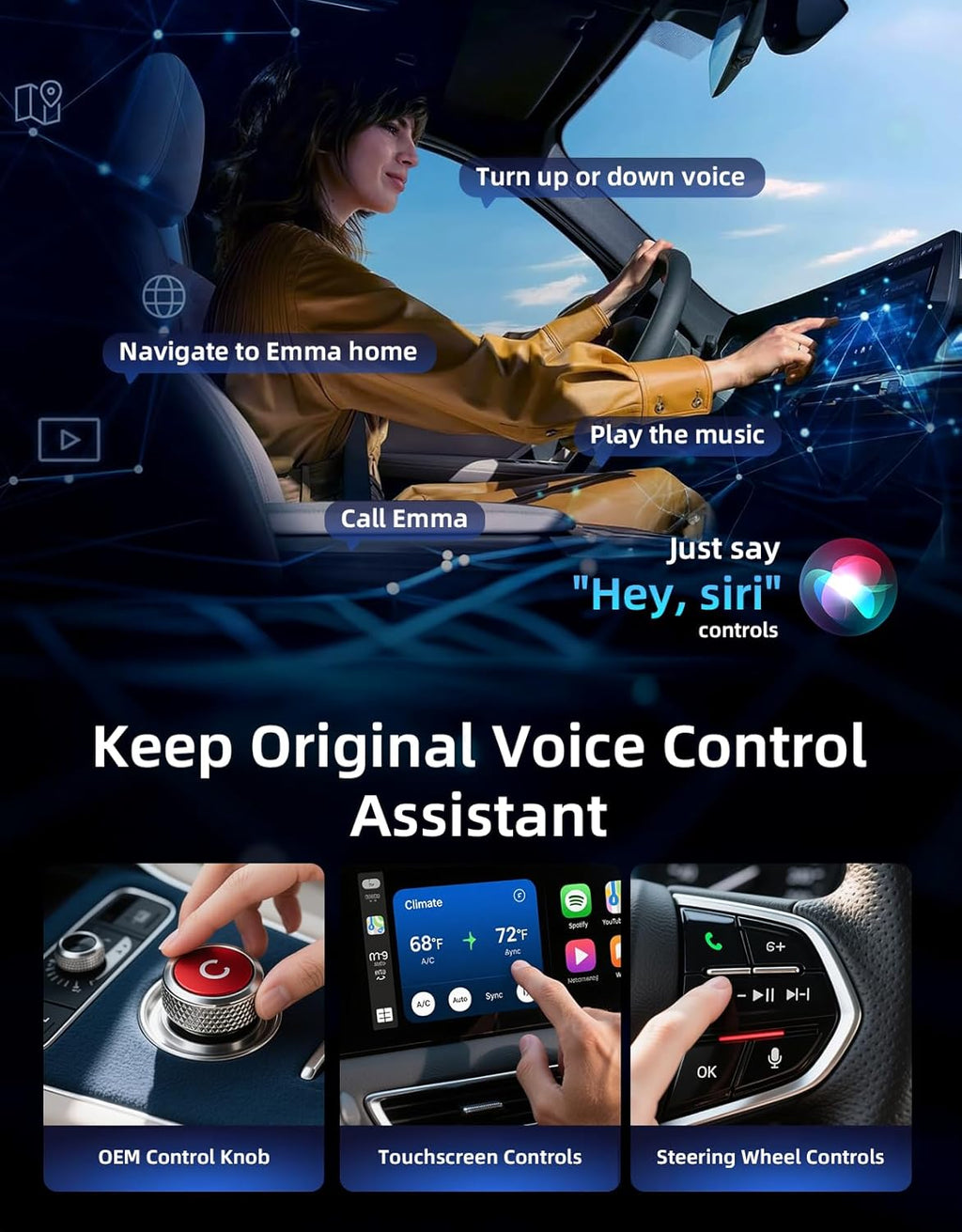 Wireless CarPlay Adapter for Apple iPhone & Android Auto, Plug & Play Dongle with Fast Connection, No Delay, Wide Compatibility for Cars 2016+
