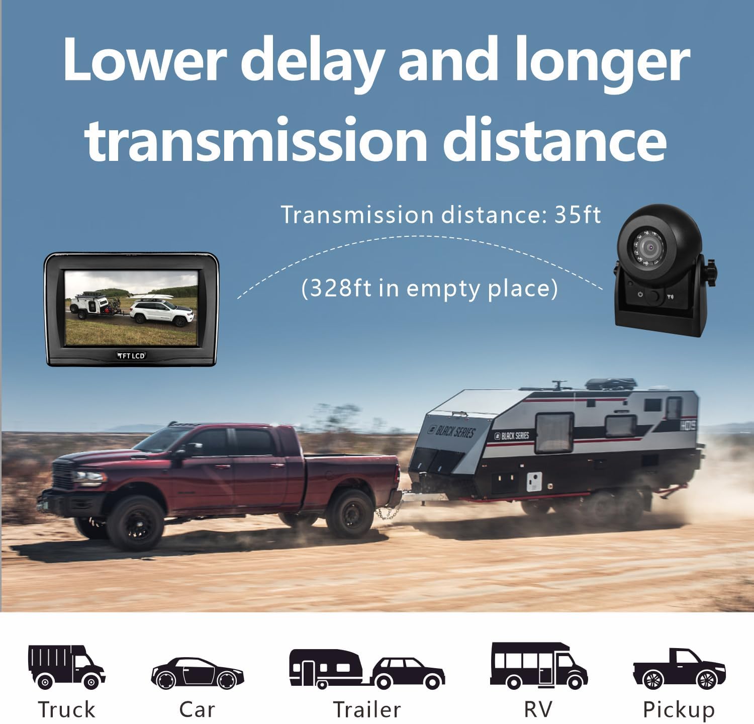 Magnetic Wireless Backup Camera with 4.3'' Monitor, Rechargeable Battery Powered Backup Camera System for Car, Trucks, RV, Trailer, Camper, IP68 Waterproof, Super Night Vision(MS-343)