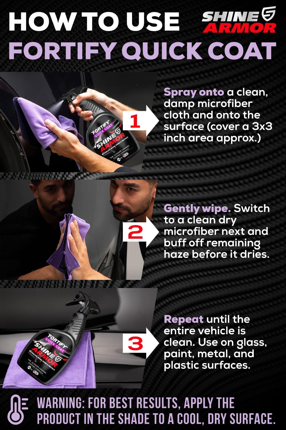 SHINE ARMOR Ceramic Coating Fortify Quick Coat Car Wax Polish Spray Waterless Wash & Wax Hydrophobic Top Coat Polish & Polymer Paint Sealant Detail Protection (24 Fl Oz)