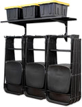 StoreYourBoard Chair Storage Rack with Storage Shelf – Folding Chair Rack for Home & Garage Organization, Chair Hangers for Folding, Beach, Patio & Camping Chairs, Heavy Duty Steel, Holds 300 lbs