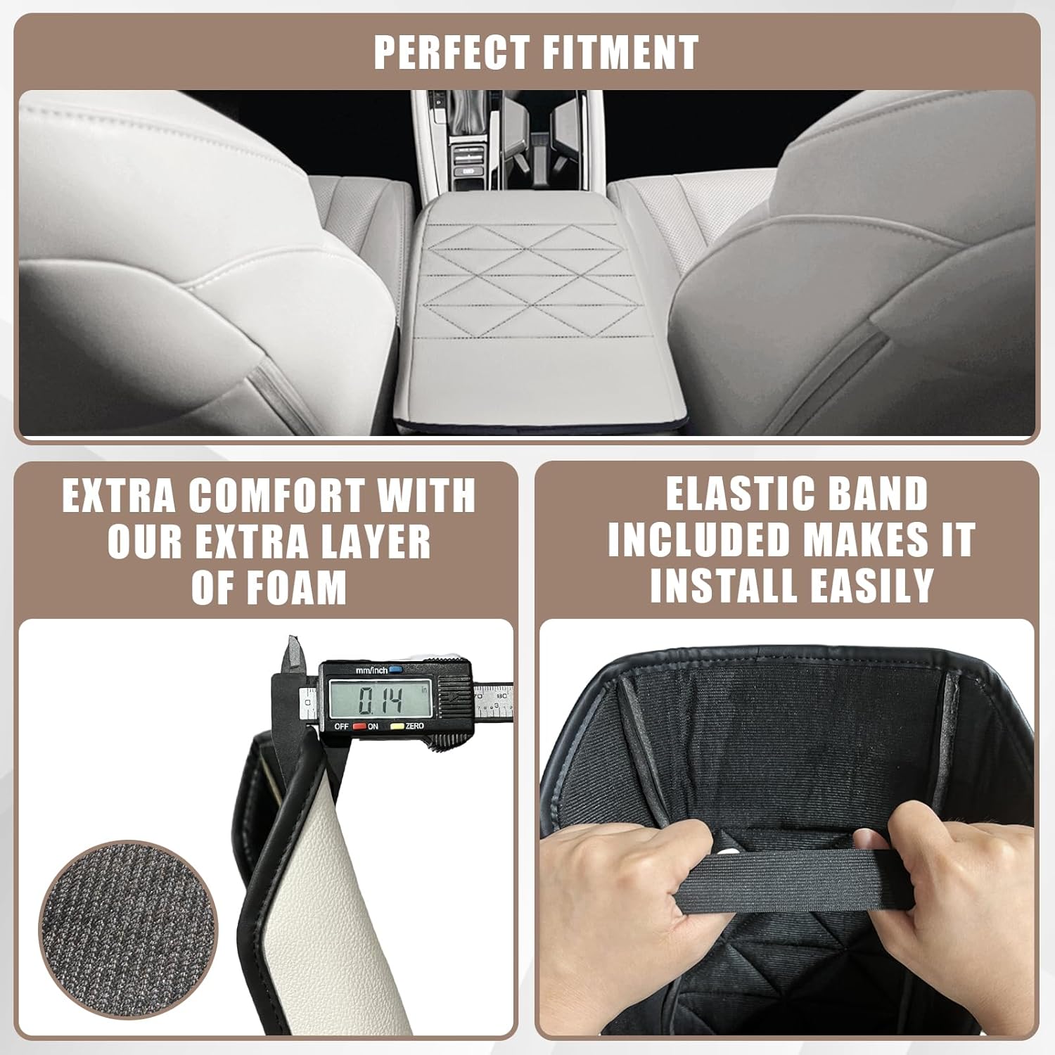 Muslogy for Accord 2025 2024 2023 Center Console Cover Armrest Pad Vegan Leather Extra Soft Armrest Lid Protector Compatible with Honda Accord LX EX Sport Hybrid EX-L Sport-L Touring (V2 White)