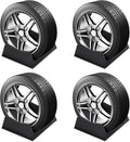 4 Pcs Car Tire Display Stand Wheel Display Rack Adjustable Width Rim Storage Wheel Rim Holder Tyre Stand Base Tire Tray Base for Exhibition Shop Garage Trade Show, Black