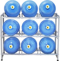 5 Gallon Water Jug Holder 9 Jugs Capacity, Newly Upgraded 3-Tier Heavy Duty Water Cooler Jug Storage Rack, Detachable Organizer Shelf for Home, Office, Garages Black