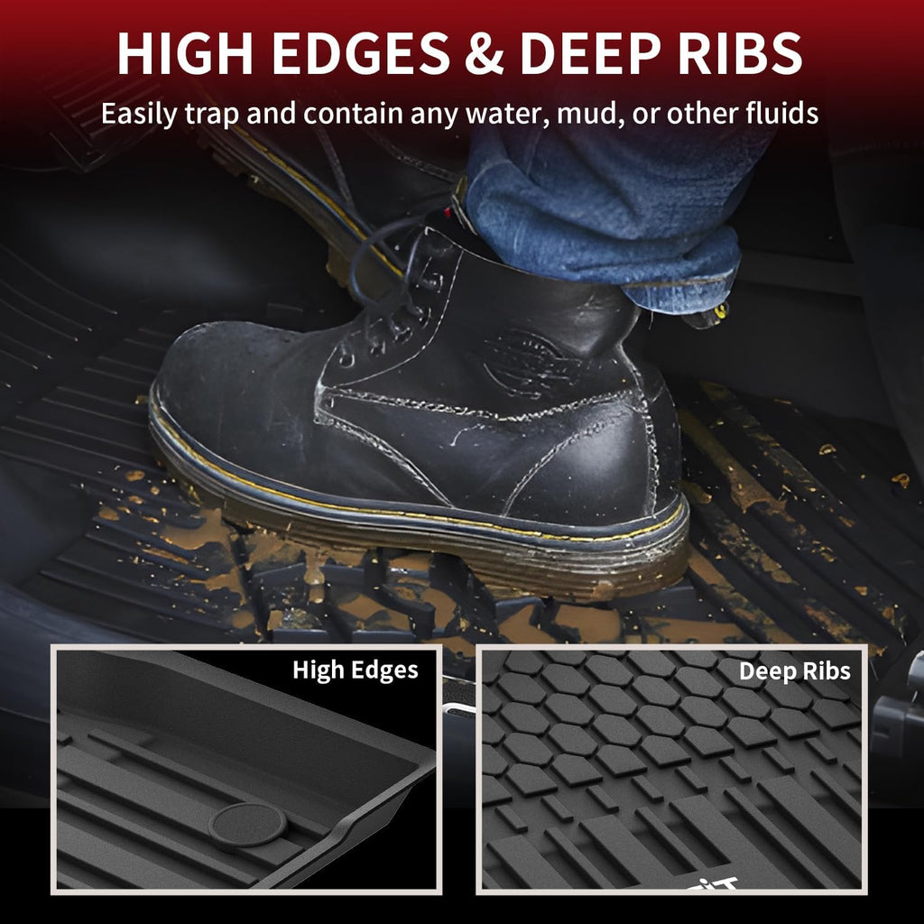 LASFIT Floor Mats&Trunk Mat for Toyota Sienna 8 Seats 2021-2024 2025 All Weather TPE Custom Fit Floor Liner for Sienna LE/XLE (w/o Spare tire) Front and Rear Car Mats&Cargo Liner, Black