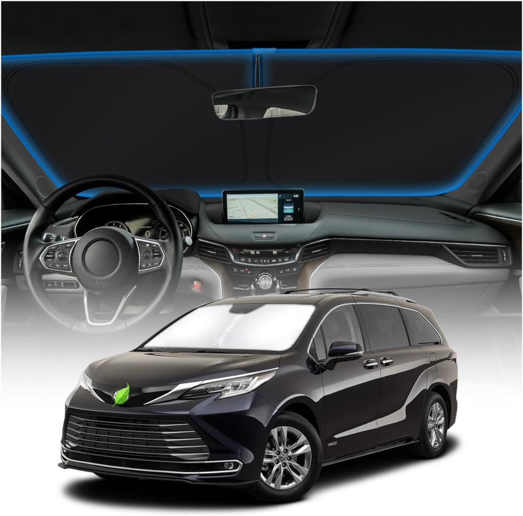 KUST Windshield Sun Shade for Toyota Sienna Mini Van Accessories 2021-2025 2026 Window Sunshade Sun Visor Protector Foldable Blocks UV Rays Keep Your Car Cooler