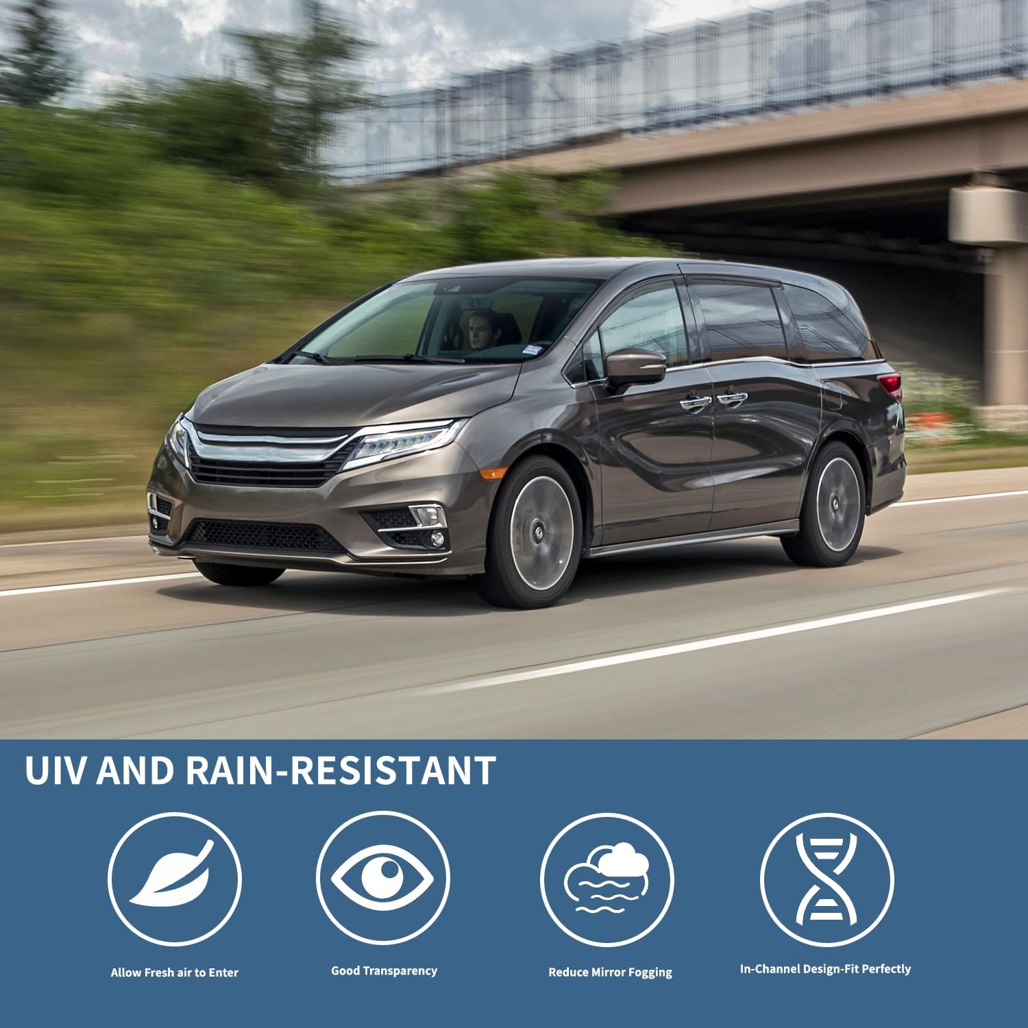 4PCS Rain Guards Window Visors Wind Deflector Fits for 2018-2023 Honda Odyssey, Front & Rear Outside Mount Vent Shade, Tape-on Vent Visors, 2018 2019 2020 2021 2022 2023