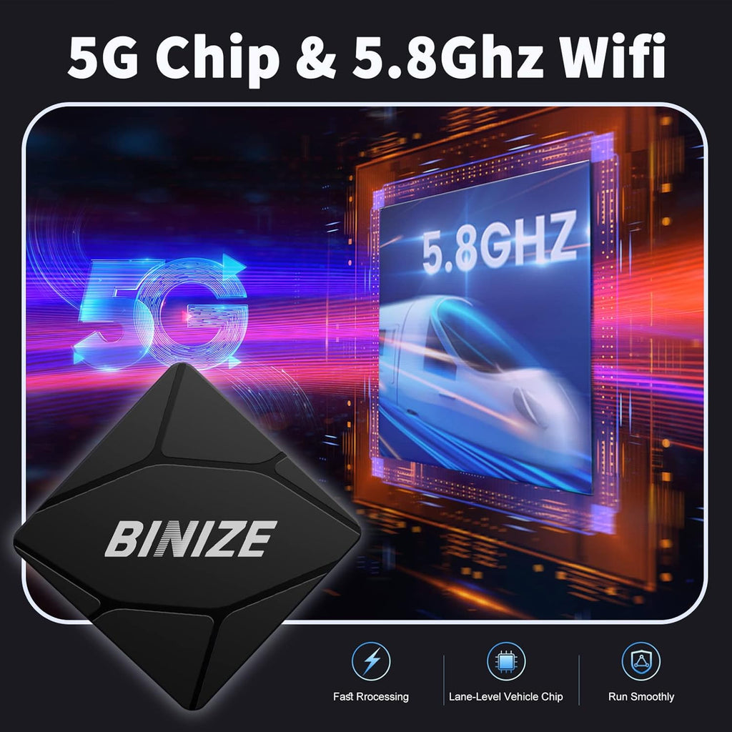 Binize Wirelss Carplay Adapter, Carplay Wireless Dongle for Factory Wired CarPlay Cars to Convert Wired to Wireless, Plug&Play, Latest BT 5.2, Fast WiFi 5.8GHz, USB/Type-C 2Cables