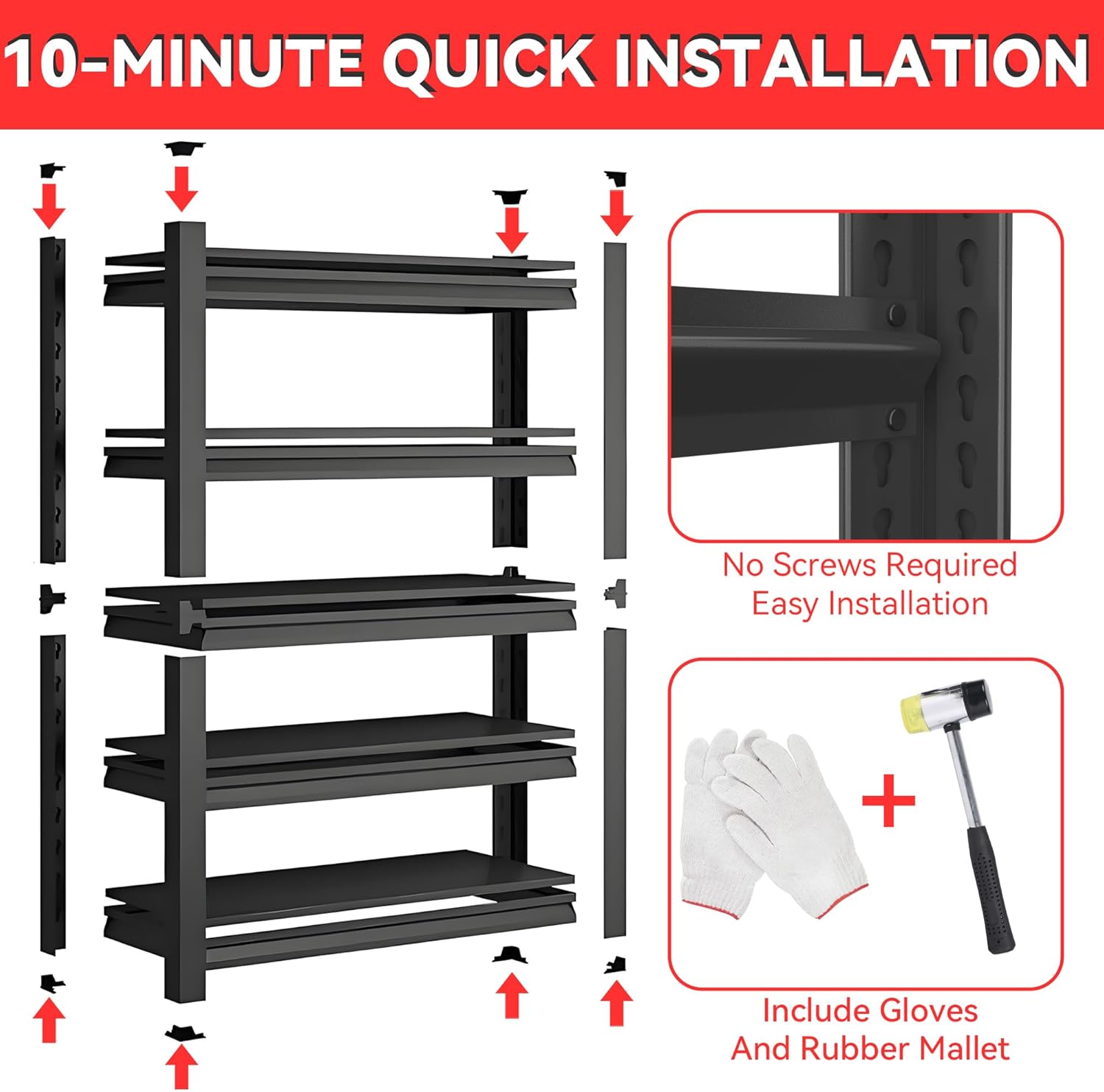 Metal Garage Shelving Unit, Heavy Duty 5-Tier Adjustable Storage Rack, Steel Shelving,3000 lbs Capacity, Industrial Shelves for Heavy Tools and Equipment (5-Tier 78" H x40 W x 14" D)
