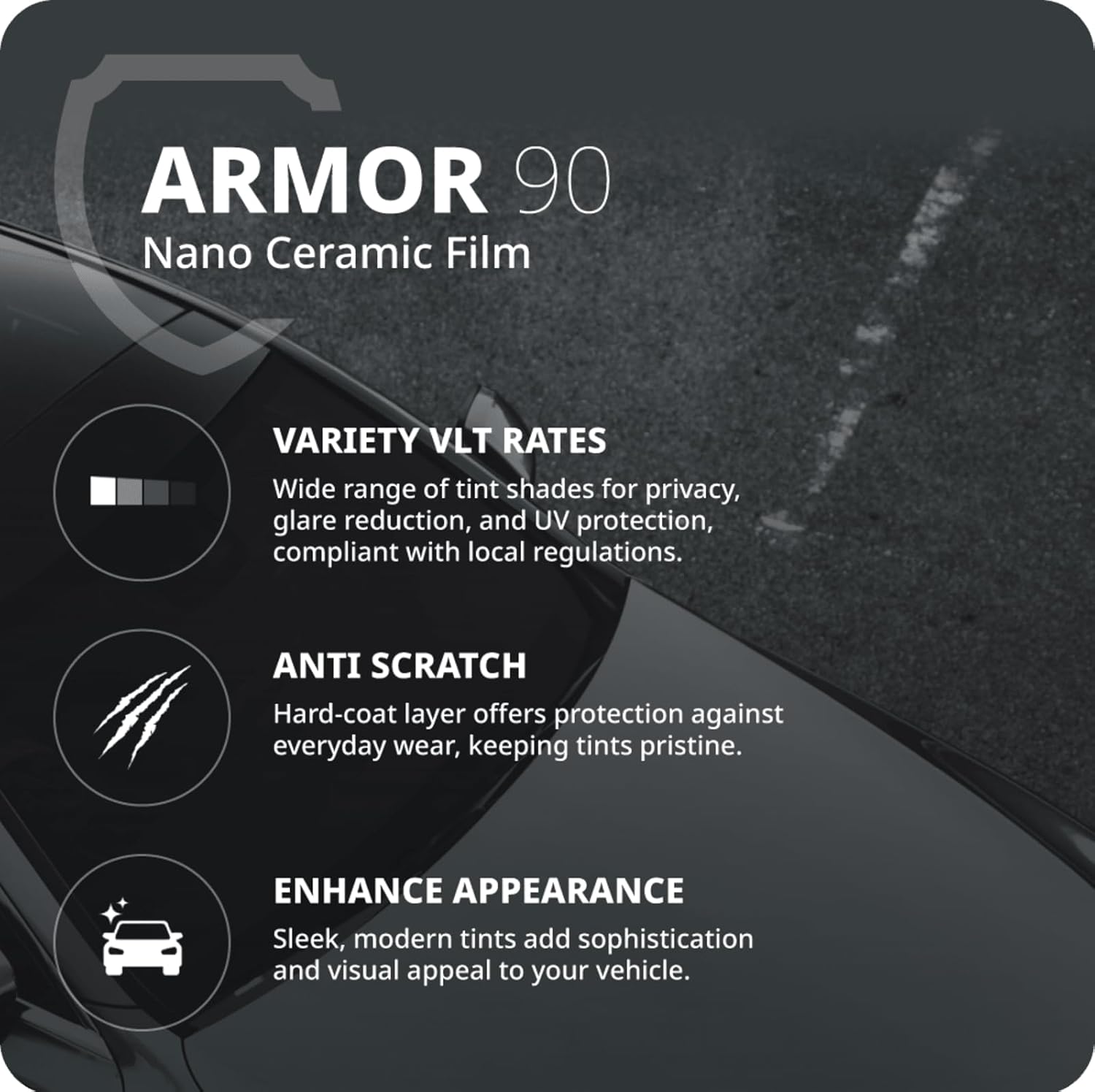 Nano Ceramic Window Tint Film for Cars - 2 Ply Scratch Resistant with Heat Control and UV/IR Rejection (20% VLT, 20inx100ft), OWFCR-10006