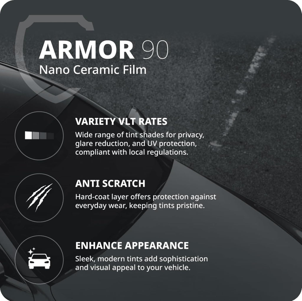 Nano Ceramic Window Tint Film for Cars - 2 Ply Scratch Resistant with Heat Control and UV/IR Rejection (20% VLT, 40inx100ft), OWFCR-10006