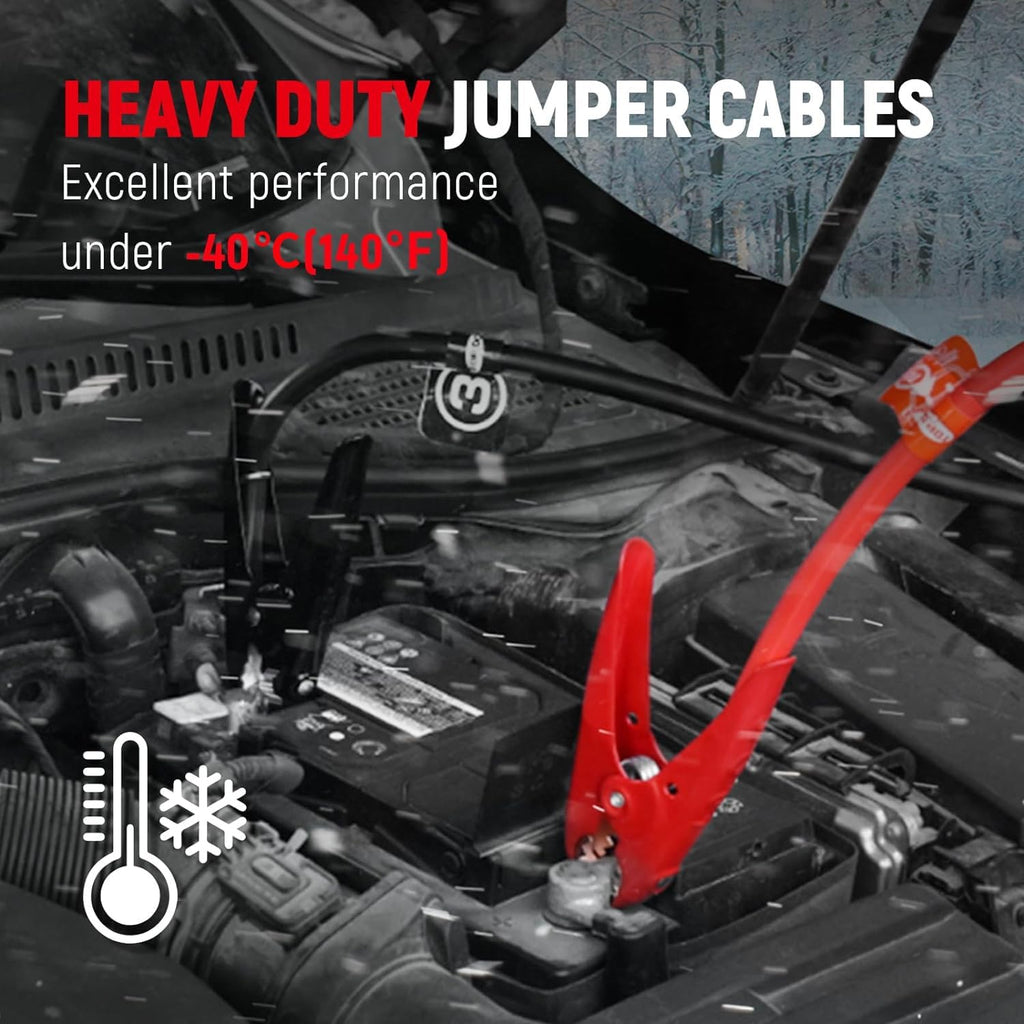 TOPDC 1 Gauge 25 Feet Jumper Cables for Car, SUV and Trucks Battery, Heavy Duty Automotive Booster Cables for Jump Starting Dead or Weak Batteries with Carry Bag, (TD-P0125)