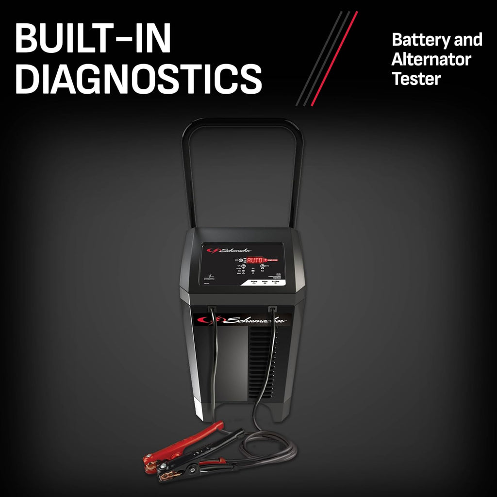 Schumacher Electric Wheeled Battery Charger and Engine Starter, SC1353, 6-in-1, Fully Automatic, with Diagnostics, 200 Cranking Amps, 40 Amp Boost Mode, 6V, 12V, for Car, Truck, and Marine Batteries