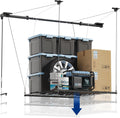 FLEXIMOUNTS GL1 Overhead Garage Lifting Storage Rack, 4x4 Ft Heavy-Duty Metal Garage Ceiling Rack, Adjustable Organization System With 71''L Axle, 300lbs Weight, Black