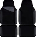 CAR PASS Waterproof Universal Fit Car Floor Mats, Faux Leather Car Carpet Mats, Black Car Mats with Anti-Slip Nibbs Backing & Driver Heel Pad Fit for SUV,Vans,sedans, Trucks,Set of 4pcs(All Black)