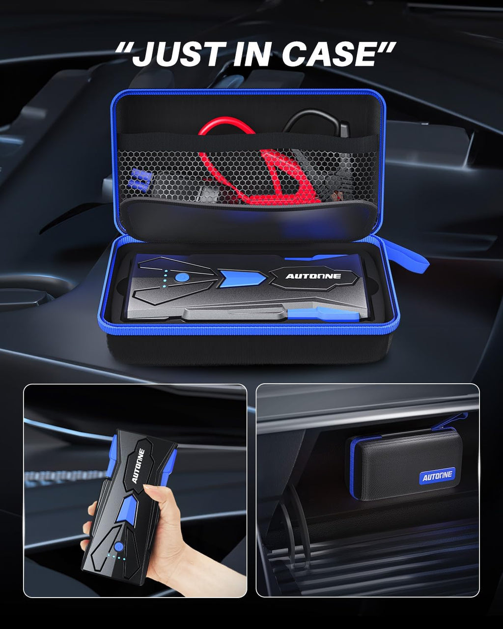 AUTOONE 6000A Car Battery Jump Starter Up to All Gas & 12L Diesel Engine, Car Battery Jumper Starter Portable 12V Jump Box with USB Output, Storage Case, LED Flashlight