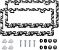 2Pack of Skull License Plate Frames Horror Skull Car Decor Accessories,Metal Black and White Skull License Plate Frame Cover Tag Holder Bracket
