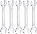 HARFINGTON 5pcs Double Open End Wrench 10mm x 14mm Metric 15 Degree Offset Angle Small Flat Head Wrench Galvanizing Open Ended Spanner for Automotive Repair Furniture Assembly