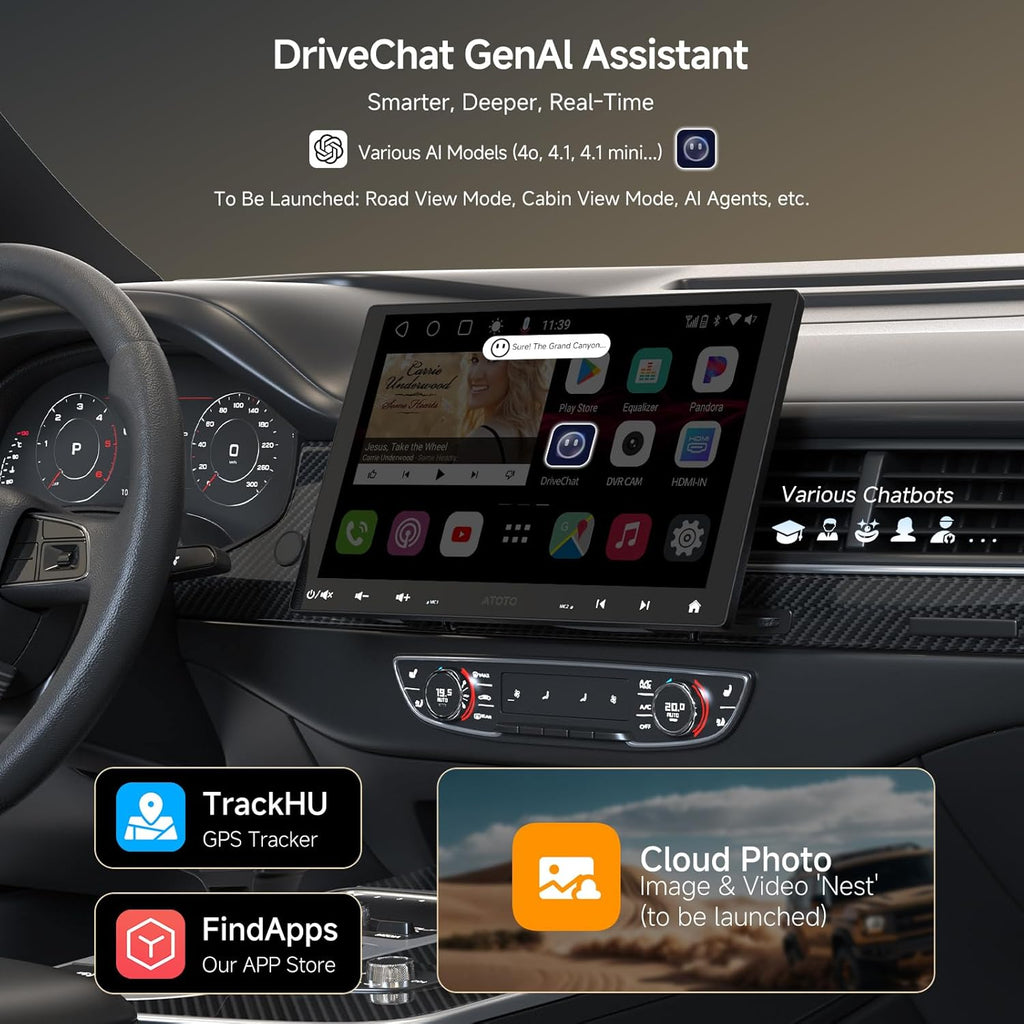 10" Android Car Stereo for Double Din & Single Din, Floating Screen Head Unit with 4G LTE, Dual BT, Wireless CarPlay&Android Auto, AI-Chat, 4G+32G, Backup Camera with Live Rear View